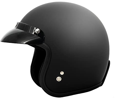 VCAN V85C 3/4 Open Face Motorcycle Helmet DOT Approved (Matte Black, Large)