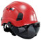 LINGOSHUN Casco de Obra con Gafas,Casco de protección,Tamaño Ajustable,Casco de Trabajo con Mentonera, ABS Casco de Construcción/Red / 1 PCS