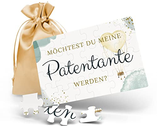 Patentante Fragen Puzzle Willst du Meine Patentante Sein, 24-teilig | Taufpaten fragen Geschenk, mit Säckchen, Taufpatin Karte, Möchtest du meine Patentante werden Puzzle
