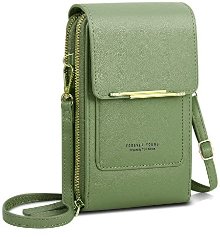 AIFILLE Petit Sac Bandouliere Telephone Portable Femme Fille Portefeuille Sac À Bandoulière en Cuir PU Porte Carte Porte Monnaie Mini Étui Pochette Sacoche pour Femmes Filles, Vert