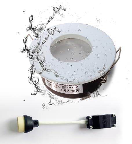 Sweier IP65 Faretto da Incasso per Bagno, Colore Bianco (Lampadine non Incluse), GU10 Impermeabile (Incluso Attacco GU10), AC 220-240 V, Apertura 68 mm, Confezione da 1 Pezzo