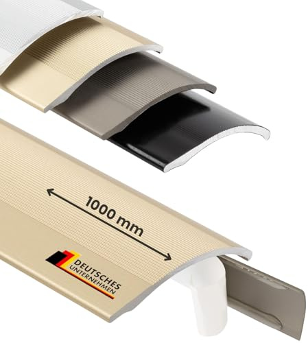 Floordirekt Übergangsprofil selbstklebend | Übergangsleiste Höhenausgleich bis 11 mm aus Aluminium | Anpassungsprofil 38 mm x 100 cm Höhenausgleichsprofil | einfache Montage (1 Stück Gold)
