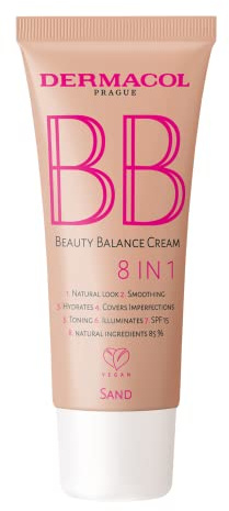 Dermacol BB Magic Beauty Cream, couleur n° 04, sable, crème BB hydratante qui unifie le teint de la peau, offre une couverture légère et une protection solaire pour une peau naturelle et rayonnante