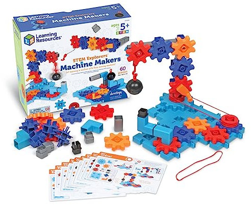 Learning Resources STEM Explorers Maschinenbauer, 50-teilig, ab 5 Jahren, Mint-Spielzeug, Mint-Bauspielzeug, Mint-Baukästen, Technikspielzeug, Spielzeug zum Selberbauen