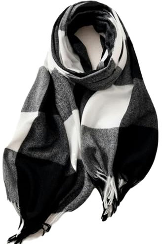 ARMIYO Schal Damen Winter Damenschal Gestreift Plaid Schal Herbst Und Winterschal Nachahmung Kaschmir-schwarz-weiss-einheitsgröße