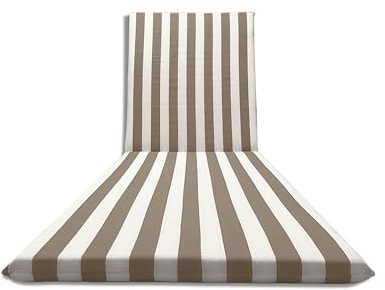 Il Tuo Artigiano Design Cuscino Imbottito per Lettino Prendisole Artigianale Totalmente Sfoderabile in Cotone (Bianco E Beige)