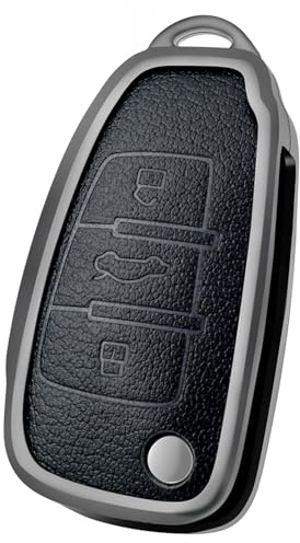 OFF WE GO Schlüsselhülle Cover für Audi Leder Autoschlüssel Hülle für A3 S3 A4 S4 RS4 A6 S6 RS6 Q7 TT TTS R8 Auto Schlüssel Schlüsselbox, Schwarz