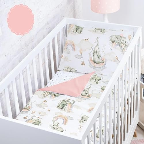 BABYSAFE Babysäng, bäddset med påslakan för flickor 135 x 100 med barnörngott 40 x 60 cm 100 % bomull – barnsängkläder av 100 % Oeko-Tex-certifierad bomull – tillverkat i Europa