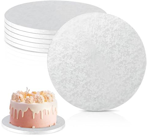 WIYETY 5 Pièces Planches à Gâteau Cake Board in Papier Carton, Planches à Gâteau Rondes, Support Gateau, Rond Support Gateau, Plateau à Gâteaux pour Transport de Gâteaux et Tartes, 12 Pouces Argent