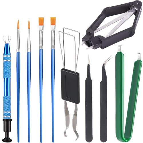 Youmile 10 pièces Extracteur IC kit Outil pour retirer les puces Extracteur à 4 griffes Extracteur de commutateur Extracteur de capuchon de clé pince à épiler Extracteur en U