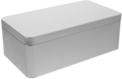 Operitacx Metallbox Mit Deckel Eckig 2 Stück Weißblech Aufbewahrungsbehälter 9.5X4.3X2.6 Zoll Ideal Für Küche Haushalt Tee Keks Dosen Kleine Gegenstände