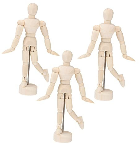 SEWACC Gliederpuppe Zum Zeichnen Mannequin Wood 9 Stück Menschliches Kunstmodell Holzmodell Skizze Holzzubehör Mann Modell Zeichnungsmodell
