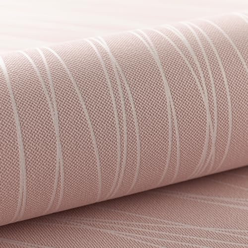 Cathpetic Pink Striped Wallpaper Features Metallic Silver Pink Textured Wallpaper for Living Room Bedroom Kitchen Hallway Front Room,9.5×0.53m Non Woven Fabric Wall Paper
