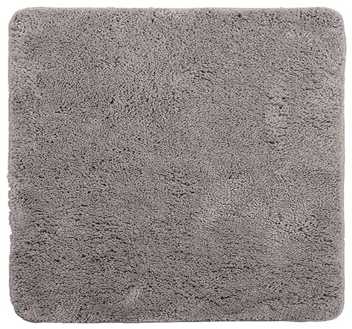 Brandsseller Alfombra de baño 50x50 cm Tapete de baño Alfombrilla de baño cuadrado de chenilla antideslizante absorbente lavable a máquina - Gris