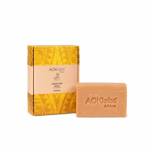AOKlabs - Jabones Oro Africanos | 100% NATURALES Y ARTESAL | Prebiótico Natural | EQUILIBRANTE, PURIFICANTE Y ANTIMICROBIANO | Corporal, Facial y Capilar | PIEL SENSIBLE Y ACNÉICA (Oro Rosa)