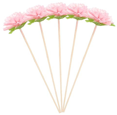 CORHAD 5piezas Varillas Difusoras De Aromaterapia con Flores Artificiales De Rat Natural Palos Ambientadores Sin Fuego para Hogar Oficina y Boda Decorativas y Funcionales