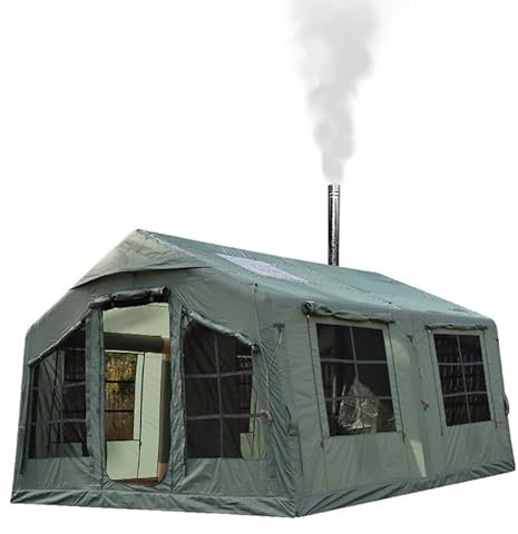 Großes Familien-Campingzelt für 56 Personen mit separatem Wohn- und Schlafbereich, wasserdichtes Popup-Zelt mit Herdbuchsenloch, ideal für alle Jahreszeiten