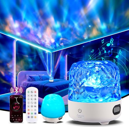 Ocean Wave Projector Lamp, Night Light with Bluetooth Speaker and Remote Control, 16 Colors of Galaxy Projector Sensory Lights, Perfect Choice for Room Decor, Bedroom Accessories and Gifts (Round)