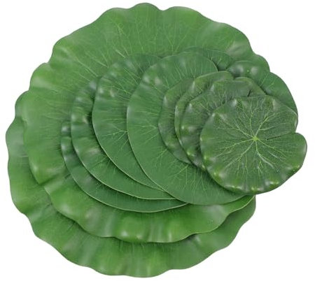 ZGXNYI Künstlicher Lotus 10 Stück AST-Dekoration, Seerosen-Ornamente, grüne Fake-Pads, schwimmende grüne Teich-Zubehör, Aquarium, simuliertes Lotusblatt Schwimmender KüNstlicher Lotus