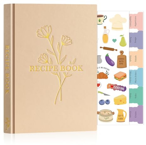 Lanpn Libro di Ricette Il Mio Ricettario A5 in Pelle, Quaderno per Ricette da Scrivere, Recipe Cook Journal Book to Write in Your own Recipes, Libri di Cucina Cooker Girl Libro, Avena, Inglese