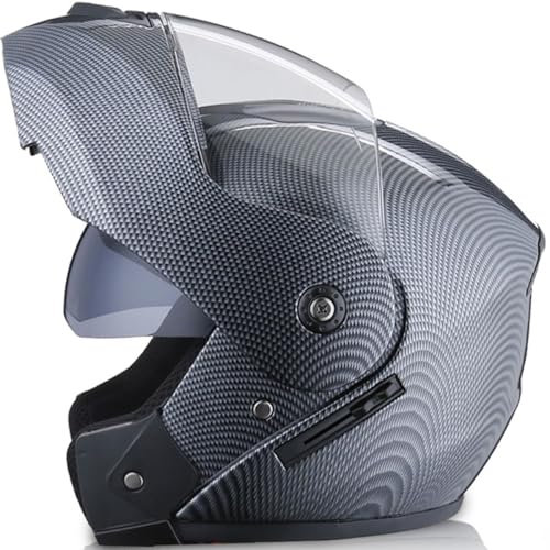 Integral-Motorradhelm, Integrierter Helm, ECE-zugelassener HD-Sonnenvisier-Integral-Klapphelm, Motorradhelm Mit Mehreren Belüftungsöffnungen for Erwachsene(C,M:57-58cm)