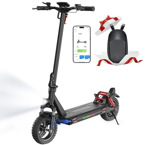 iScooter 10 Patinete Electrico Adultos con Cerraduras Electrónicas, Motor de 8OO, Autonomía 40-45KM, MAX 25 KM/H, Control App, Scooter Eléctrico Adulto Plegable, Carga 150 kg, Bolsa
