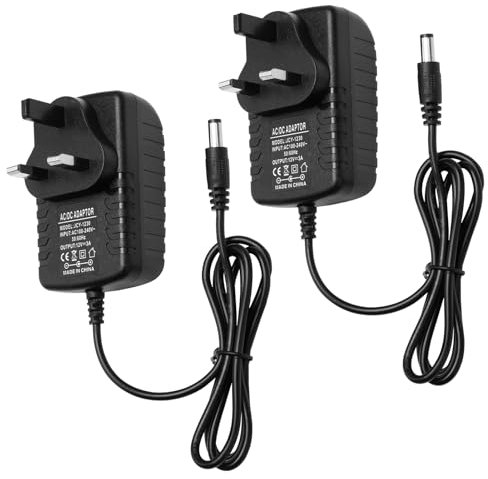 12V 3A Power Supply Adapter UK AC 100~240V to DC 12V Converter 5.5mm x 2.5mm Plug for LED Strip Lights Security Camera Router Audio ADSL Cats Monitors Wall Charger for Home Office Use 2 Pack