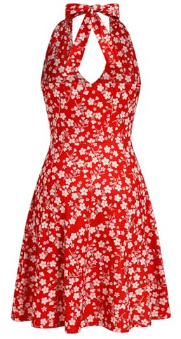 IDOPIP Robe de cocktail sans manches pour femme, dos nu, robe encolure avec poches, robe d'été, robe bohème décontractée avec poches, encolure en V, robe A-ligne, robe de plage, robe de soirée