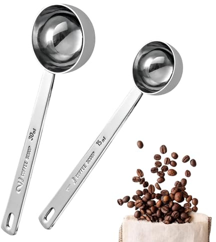 2Pcs 1 Tablespoon Coffee Scoop, Stainless Steel Coffee Measuring Spoon, Long Handle Coffee Measuring Spoon Spoon for Ground Coffee, Loose Tea, Milk Brewin and Powder (30ml)