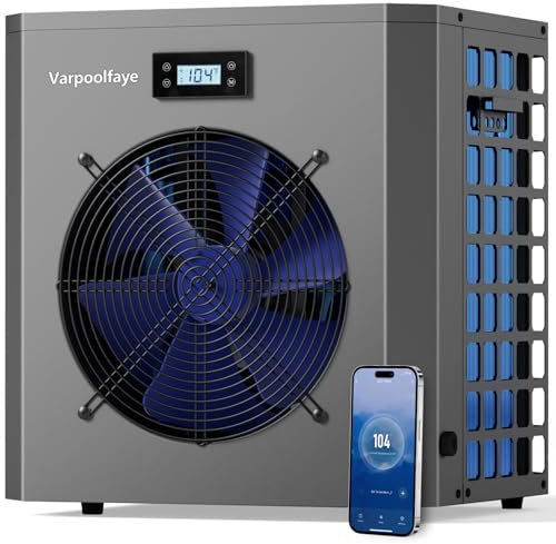 Varpoolfaye 5KW Elektrische Pool Wärmepumpe Für Aufstellpool Poolheizung Wärmepumpe Schwimmbad Bis 20.000 l 20 m³ Wifi Steuerung 220v 240v 50Hz