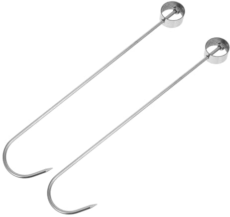 PRETYZOOM 2pcs Stainless Steel Meat Hooks for Butchering Drying and Smoking Heavy Duty Kitchen Poultry Hangers for Duck Goose and Chicken Cooking