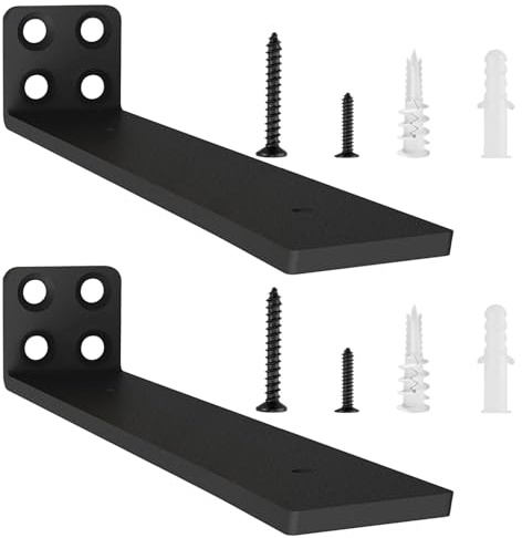 2 Pz Staffe per Mensole Pesanti, Reggimensola Supporto Reggi Mensola da Muro, Staffe a L Angolari Metallo per Montaggio Mensola Legno (Nera,30 cm)