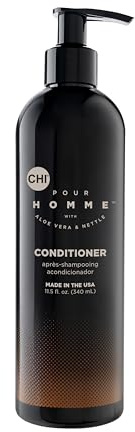 CHI Pour Homme Daily Moisturizing Conditioner for Men, Sulfate-Free Hair Detangler with Aloe Vera, Nettle & Redensyl for Hydrated, Fuller-Looking, Smooth & Manageable Hair, Fresh Woody Scent, 11.5 oz