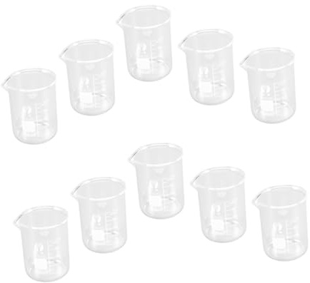 FUNOMOCYA 10pcs 100ml Glass Beakers Graduated Measuring Cups Borosilicate Glass Laboratory Liquid Measure Cups for Science Experiments and Kitchen Use