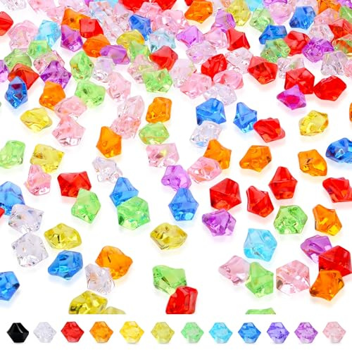 MAIBAOTA 500 PCS Colorful Acrylic Crystal Gems Crushed Ice Rocks | for Vase Fillers Pirate Jewels Treasure, Treasure Hunt Supplies, Wedding Centerpieces, Party Decorations and DIY crafting
