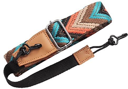 Verstellbarer Ukulelengurt ohne Bohren, mit Doppel J-haken | Nylon, Leder und Eisen, Weiche Haptik, Leichtes Anbringen, für 21 23 26 Zoll