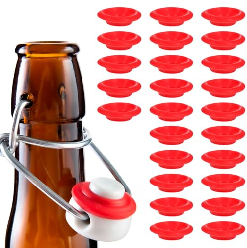 Watris Veiyi 25 stycken tätningsringar, tätningsring, silikontätning, flap, topp, flaskkeps, lämplig för flip top beverage-flaskor