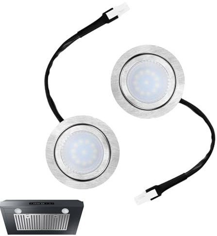 Bansusu 2pcs Range Hood Light Bulbs Stainless Steel Range Hood LED Light Replacement Recessed Kitchen Range Hood Light Bulb DC 12V Range Hood Light for Kitchen High Brightness
