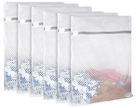 Set med 6 tvättpåsar av nättyg, ventilerande fint nät för tvättmaskinen, 30 cm x 40 cm (12 x 16 tum) för underkläder, behåar, underkläder, sneakers, strumpor, hållbara och skonsamma mot tvätt