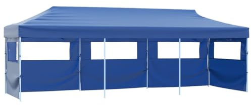 Fällbart popup-festtält med 5 sidoväggar 3 x 9 m blå