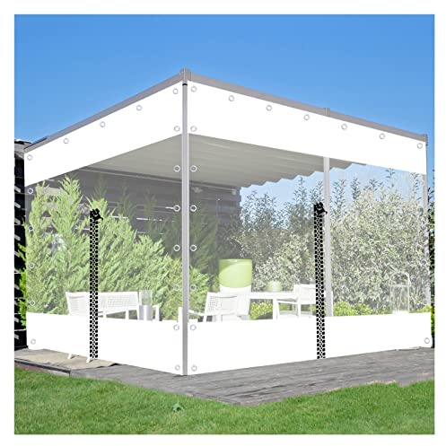 Cortinas transparentes para exteriores con ganchos de cremallera, tela de sombra para cocheras, patios, pabellones, toldos, paneles laterales de PVC para pérgolas (juego de 3)