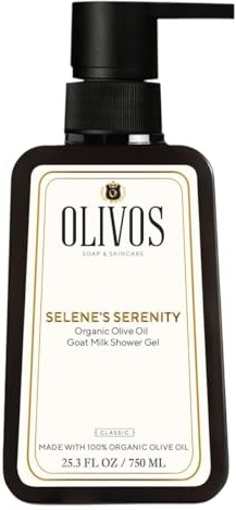 OLIVOS Ziegenmilch Duschgel 750 ml | Bio-Olivenöl & Ziegenmilch, Sanft reinigend, Intensiv feuchtigkeitsspendend, Für empfindliche Haut, Ohne Parabene & Sulfate
