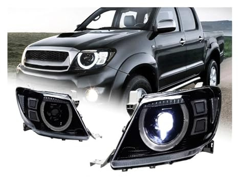 Rdtnvc Faro Anteriore Per Toyota Per Hilux Per VIGO Fari A LED 2007 2008 2009 2010 2011 DRL Indicatori Di Direzione Abbaglianti Proiettore Angel Eye Principale Fari Faro