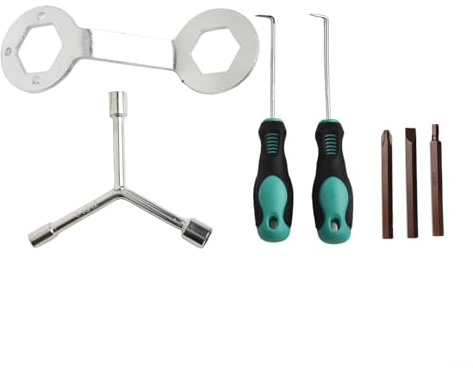 7-teiliges Waschmaschinen-Reparaturwerkzeug-Set mit 8-10-12 mm Dreizacken-Schraubenschlüssel, Kreuz-Schraubendreher-Bits und Retraktoren für Demontage und Reinigung (A)