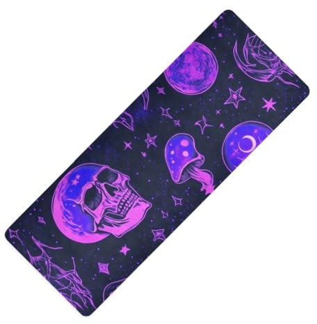 Lila magisk skalle tryckt yoga- och pilatesmatta tjock 1 mm för gym halkfri, med yogamatta väska bärare tapet för ejercicio 180 x 66 cm