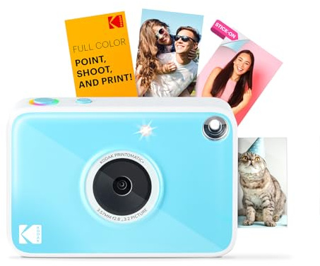 Kodak Printomatic+ - Cámara Digital de impresión instantánea a Todo Color, Zink de 2 x 3 Pulgadas (5 x 7,5 cm), Papel fotográfico Adhesivo, 5 MP, portátil, Regalo Divertido Creativo para cumpleaños