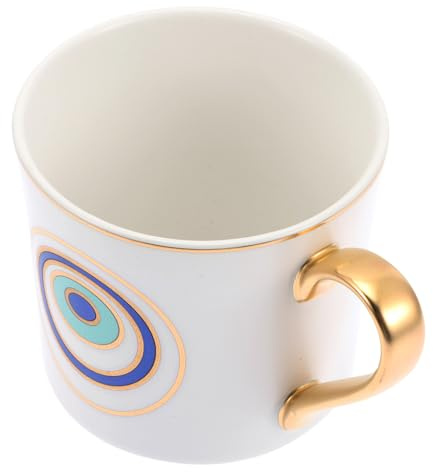 minkissy Taza de Cerámica Pintada a Mano Forma de Ojo Turco, Color Claro | Café, Leche, Zumo y Otras Bebidas, Estilo Simple y Encantador, Uso en Oficina o Cafetería
