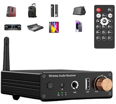 Heimstereoverstärker – Wireless 6.0-Empfängereinheit, 2-Kanal-Karte mit geringer Latenz, 5.3-Chip-Vorverstärker, digitales optisches Koaxialkabel | Eingabe-Hub für PC-Auto-Desktop-Karaoke-Fr