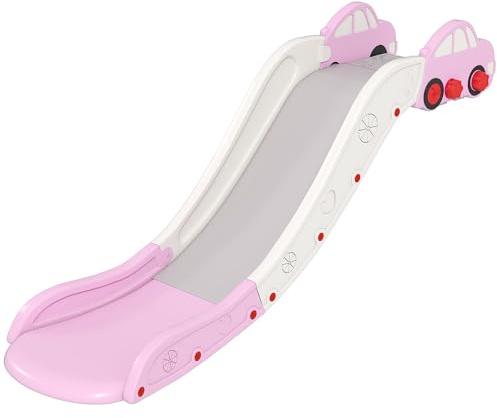 AIYAPLAY Scivolo per Bambini in HDPE con Zona di Ammortizzazione Integrata, 175x43x73 cm, per Divani, Letti e Superfici Alte 40-60 cm, Età 18-48 Mesi, Carico Massimo 30kg, Rosa