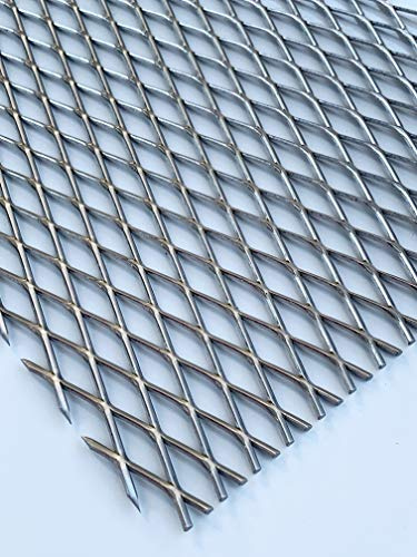 Streckgitter Edelstahl Gitter aus V2A 1,5mm dick MW 28 x 10 x 1,5 mm Drahtgitter Niro NEU (500 mm x 100 mm)